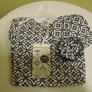Mod & Swad BABY Cotton Gown & Hat CIRCLES 3-6 mo.